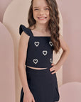 Conjunto de Blusa Cropped e Short Saia em Sarja com Elastano 89229 Infanti Infantil Menina