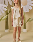 Conjunto de Blusa Cropped e Shorts em Linho Deluxe 88157 Infanti Infantil Menina