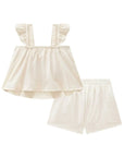 Conjunto de Blusa Cropped e Shorts em Linho Deluxe 88157 Infanti Infantil Menina