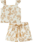 Conjunto de Blusa Cropped e Shorts em Tecido Texturizado 85463 Infanti Infantil Menina