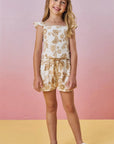 Conjunto de Blusa Cropped e Shorts em Tecido Texturizado 85463 Infanti Infantil Menina