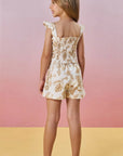 Conjunto de Blusa Cropped e Shorts em Tecido Texturizado 85463 Infanti Infantil Menina