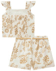 Conjunto de Blusa Cropped e Shorts em Tecido Texturizado 85463 Infanti Infantil Menina
