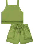 Conjunto de Blusa Cropped e Shorts em Viscose 88165 Infanti Infantil Menina