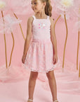 Conjunto de Blusa Cropped em Alfaiataria Twill e Saia em Tule Bordado. Com Shorts Embutido 83980 Infanti Infantil Menina