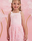 Conjunto de Blusa Cropped em Alfaiataria Twill e Saia em Tule Bordado. Com Shorts Embutido 83980 Infanti Infantil Menina