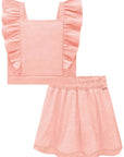 Conjunto de Blusa Cropped em Canelado Liz e Saia em Tule Bordado com Shorts Embutido 88753 Infanti Infantil Menina