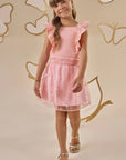 Conjunto de Blusa Cropped em Canelado Liz e Saia em Tule Bordado com Shorts Embutido 88753 Infanti Infantil Menina