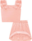 Conjunto de Blusa Cropped em Canelado Liz e Saia em Tule Bordado com Shorts Embutido 88753 Infanti Infantil Menina