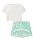Conjunto de Blusa Cropped em Cotton e Saia em Tule Bordado com Shorts Embutido 87417 Infanti Infantil Menina
