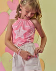 Conjunto de Blusa Cropped em Malha Power e Shorts em Moletom Linho sem Pelucia 87188 Infanti Infantil Menina