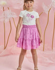 Conjunto de Blusa em Canelado e Saia em Laise. Com Shorts Embutido 85762 Infanti Infantil Menina