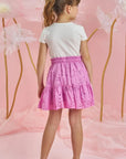 Conjunto de Blusa em Canelado e Saia em Laise. Com Shorts Embutido 85762 Infanti Infantil Menina