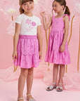Conjunto de Blusa em Canelado e Saia em Laise. Com Shorts Embutido 85762 Infanti Infantil Menina