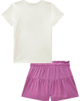 Conjunto de Blusa em Canelado e Saia em Laise. Com Shorts Embutido 85762 Infanti Infantil Menina