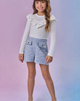 Conjunto de Blusa em Canelado e Shorts em Malha Tweed 89675 Infanti Infantil Menina