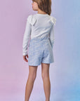 Conjunto de Blusa em Canelado e Shorts em Malha Tweed 89675 Infanti Infantil Menina