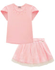 Conjunto de Blusa em Canelado Liz e Saia em Tule Borboleta com Shorts Embutido 87405 Infanti Infantil Menina