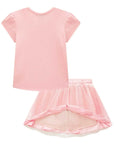 Conjunto de Blusa em Canelado Liz e Saia em Tule Borboleta com Shorts Embutido 87405 Infanti Infantil Menina
