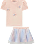 Conjunto de Blusa em Canelado Liz e Saia em Tule com Elastano. Com Shorts Embutido 97341 Infanti Infantil Menina
