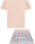 Conjunto de Blusa em Canelado Liz e Saia em Tule com Elastano. Com Shorts Embutido 97341 Infanti Infantil Menina