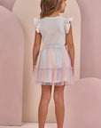 Conjunto de Blusa em Canelado Liz e Saia em Tule Foil Degradê com Shorts Embutido 87409 Infanti Infantil Menina