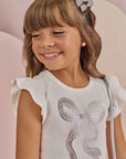 Conjunto de Blusa em Canelado Liz e Saia em Tule Foil Degradê com Shorts Embutido 87409 Infanti Infantil Menina