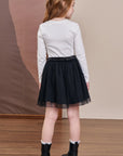 Conjunto de Blusa em Canelado Liz e Saia em Tule Plissado Poá. Com Shorts Embutido 91923 Infanti Infantil Menina