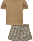 Conjunto de Blusa em Canelado Liz e Short Saia em Alfaiataria 93650 Infanti Infantil Menina