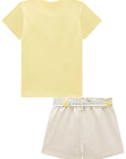 Conjunto de Blusa em Canelado Liz e Short Saia em Moletom Linho sem Pelúcia 95886 Infanti Infantil Menina