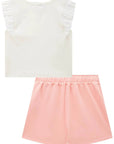 Conjunto de Blusa em Canelado Liz e Short Saia em Molevisco 88756 Infanti Infantil Menina