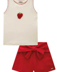 Conjunto de Blusa em Canelado Liz e Shorts em Linho com Elastano 87777 Infanti Infantil Menina
