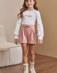 Conjunto de Blusa em Canelado Liz e Shorts em Malha Cotelê 91920 Infanti Infantil Menina