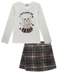 Conjunto de Blusa em Cotton com Short Saia em Flanela Montreal 92621 Infanti Infantil Menina