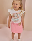 Conjunto de Blusa em Cotton com Short Saia em Moletom sem Pelúcia 87085 Infanti Bebê Menina