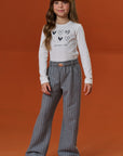 Conjunto de Blusa em Cotton e Calça em Malhão Listrado 90817 Infanti Infantil Menina
