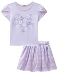 Conjunto de Blusa em Cotton e Saia em Chiffon Flores. Com Shorts Embutido 84337 Infanti Infantil Menina