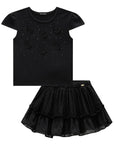 Conjunto de Blusa em Cotton e Saia em Chiffon Shine. Com Shorts Embutido 85569 Infanti Infantil Menina