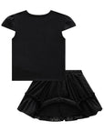Conjunto de Blusa em Cotton e Saia em Chiffon Shine. Com Shorts Embutido 85569 Infanti Infantil Menina