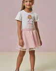 Conjunto de Blusa em Cotton e Saia em Tule Paetê. Com Shorts Embutido 95863 Infanti Infantil Menina