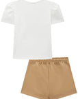 Conjunto de Blusa em Cotton e Short Saia em Couro Sintético 93642 Infanti Infantil Menina