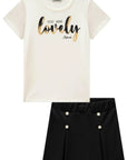 Conjunto de Blusa em Cotton e Short Saia em Malha Jacquard 85294 Infanti Infantil Menina