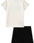 Conjunto de Blusa em Cotton e Short Saia em Malha Jacquard 85294 Infanti Infantil Menina