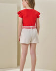 Conjunto de Blusa em Cotton e Short Saia em Moletom sem Pelúcia 84347 Infanti Infantil Menina