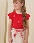 Conjunto de Blusa em Cotton e Short Saia em Moletom sem Pelúcia 84347 Infanti Infantil Menina