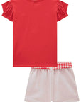 Conjunto de Blusa em Cotton e Short Saia em Moletom sem Pelúcia 84347 Infanti Infantil Menina
