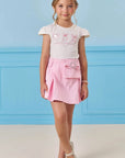 Conjunto de Blusa em Cotton e Short Saia em Sarja com Elastano 85280 Infanti Infantil Menina