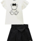 Conjunto de Blusa em Cotton e Short Saia em Tecido Amore 88129 Infanti Infantil Menina