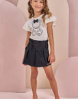 Conjunto de Blusa em Cotton e Short Saia em Tecido Amore 88129 Infanti Infantil Menina