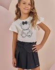 Conjunto de Blusa em Cotton e Short Saia em Tecido Amore 88129 Infanti Infantil Menina